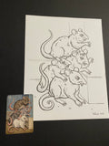 The Mice: Lenormand Della Luna Original Ink Drawing