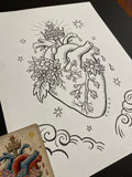 The Heart: Lenormand Della Luna Original Ink Drawing
