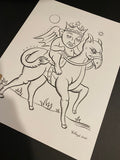 The Rider: Lenormand Della Luna Original Ink Drawing