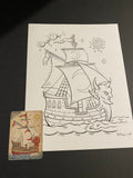 The Ship: Lenormand Della Luna Original Ink Drawing