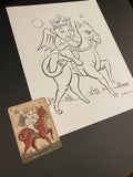 The Rider: Lenormand Della Luna Original Ink Drawing