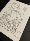 The Ship: Lenormand Della Luna Original Ink Drawing