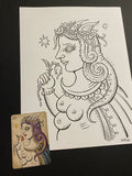 The Woman: Lenormand Della Luna Original Ink Drawing