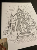 The House: Lenormand Della Luna Original Ink Drawing