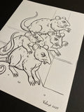 The Mice: Lenormand Della Luna Original Ink Drawing