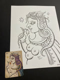 The Woman: Lenormand Della Luna Original Ink Drawing