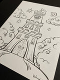 The Tower: Lenormand Della Luna Original Ink Drawing