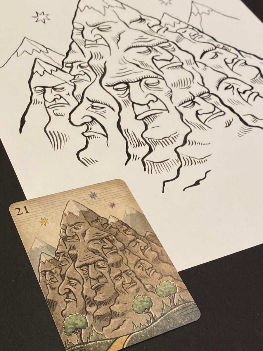 MOUNTAIN Lenormand Della Luna Original Ink Drawing Deviant Moon Inc mountain-lenormand-della-luna-original-ink-drawing-deviant-moon-inc