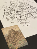 MOUNTAIN: Lenormand Della Luna Original Ink Drawing