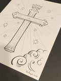 The Cross: Lenormand Della Luna Original Ink Drawing