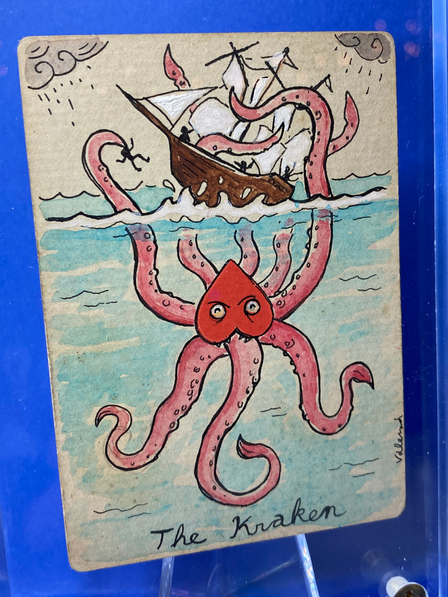 The Kraken-Ace of Hearts' Original Ink Transformation Playing Card