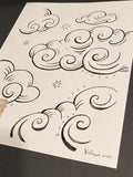 The Clouds: Lenormand Della Luna Original Ink Drawing