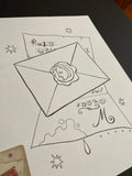 The Letter: Lenormand Della Luna Original Ink Drawing