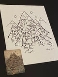 MOUNTAIN: Lenormand Della Luna Original Ink Drawing