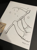 The Scythe : Lenormand Della Luna Original Ink Drawing