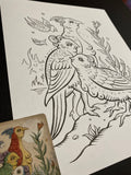 The Birds: Lenormand Della Luna Original Ink Drawing