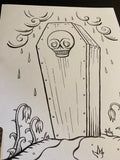 The Coffin: Lenormand Della Luna Original Ink Drawing