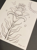 The LIlly: Lenormand Della Luna Original Ink Drawing