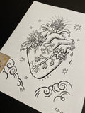 The Heart: Lenormand Della Luna Original Ink Drawing