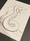 The Snake: Lenormand Della Luna Original Ink Drawing