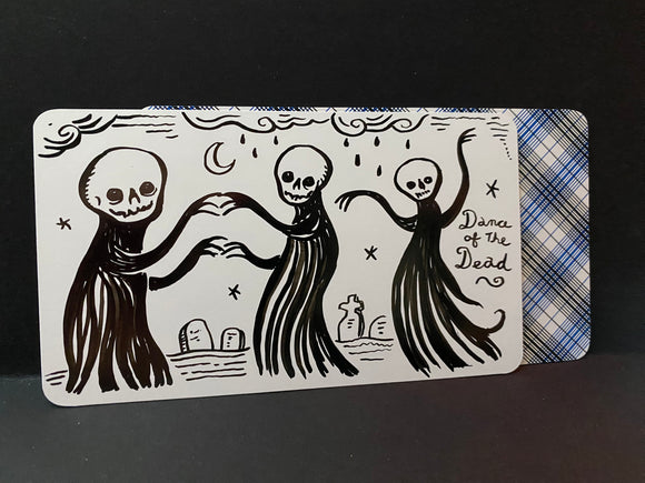 “Dance of the Dead” OOAK Ink on Blank Tarot Card