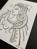 The Woman: Lenormand Della Luna Original Ink Drawing