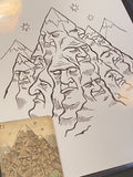 MOUNTAIN: Lenormand Della Luna Original Ink Drawing