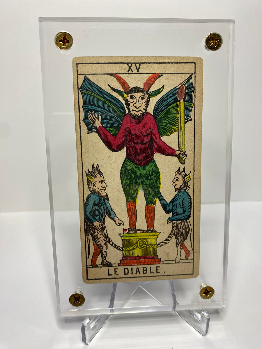 The Devil”- Historical Antique Hand Painted Tarot Card 1890s
