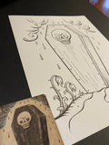 The Coffin: Lenormand Della Luna Original Ink Drawing
