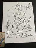 The Dog: Lenormand Della Luna Original Ink Drawing