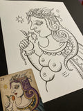The Woman: Lenormand Della Luna Original Ink Drawing
