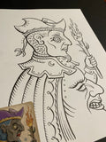 The Man: Lenormand Della Luna Original Ink Drawing