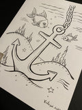 The Anchor: Lenormand Della Luna Original Ink Drawing