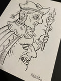 The Man: Lenormand Della Luna Original Ink Drawing