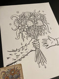 The Bouquet : Lenormand Della Luna Original Ink Drawing