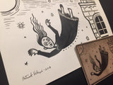 The Falling Woman-Ink Drawing-Oracle of Black Enchantment