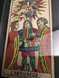 "The Lovers”-Original Antique Hand Painted Tarot Card 1890s