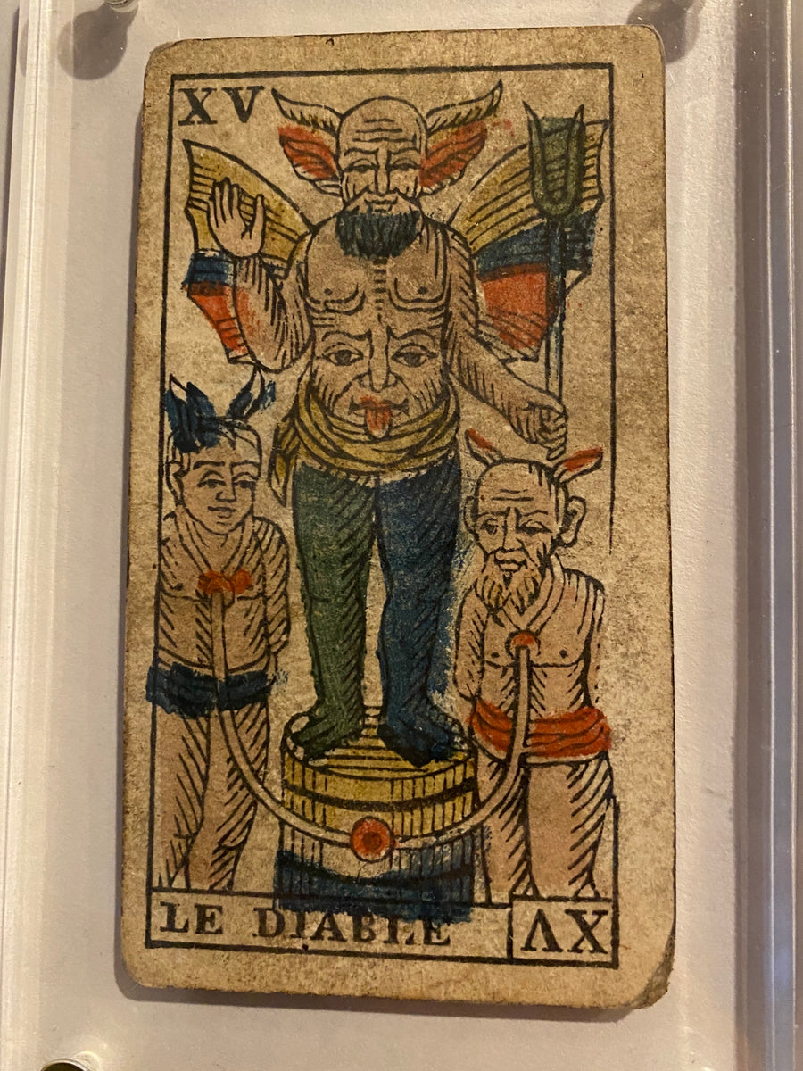 “The Devil”-RARE Historical Antique Hand Painted Tarot Card 1850