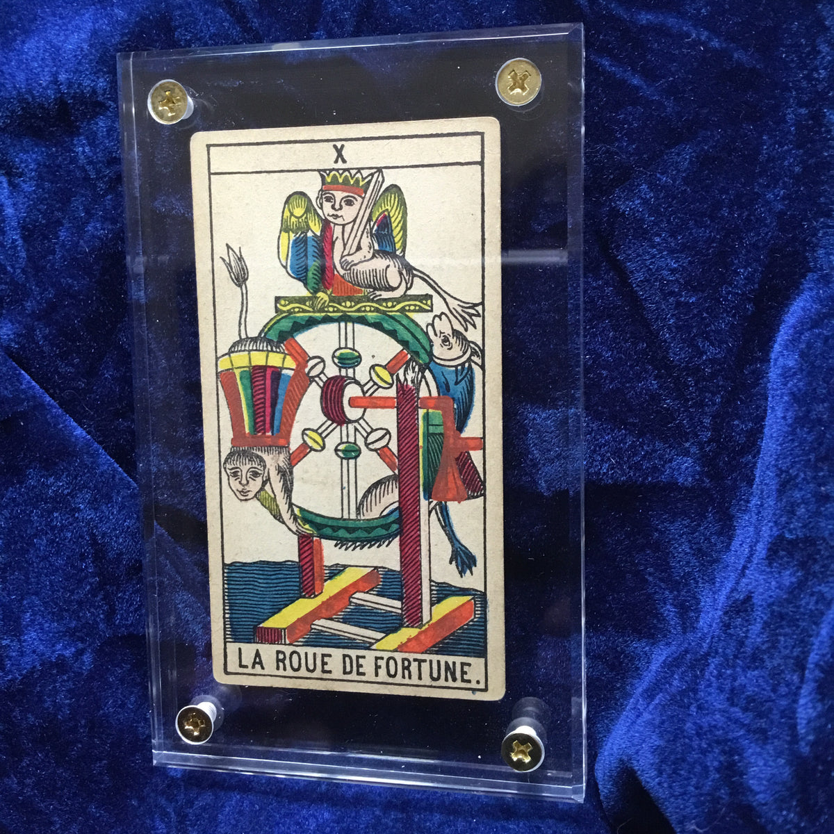 Wheel of Fortune”-Historical Antique Hand Painted Tarot Card 1890s