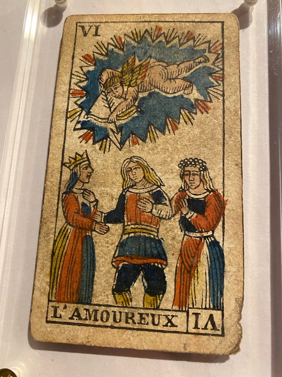 ‘The Lovers”-Historical Antique Hand Painted Tarot Card 1850