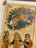 ‘The Lovers”-Historical Antique Hand Painted Tarot Card 1850
