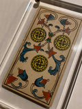 “3 of Coins”- Historical Antique Hand Painted Tarot Card 1890s
