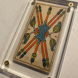 “5 of Wands”- Historical Antique Hand Painted Tarot Card 1890s