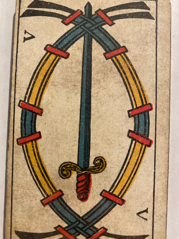 “5 of Swords”-Authentic Antique  Tarot Card 1930