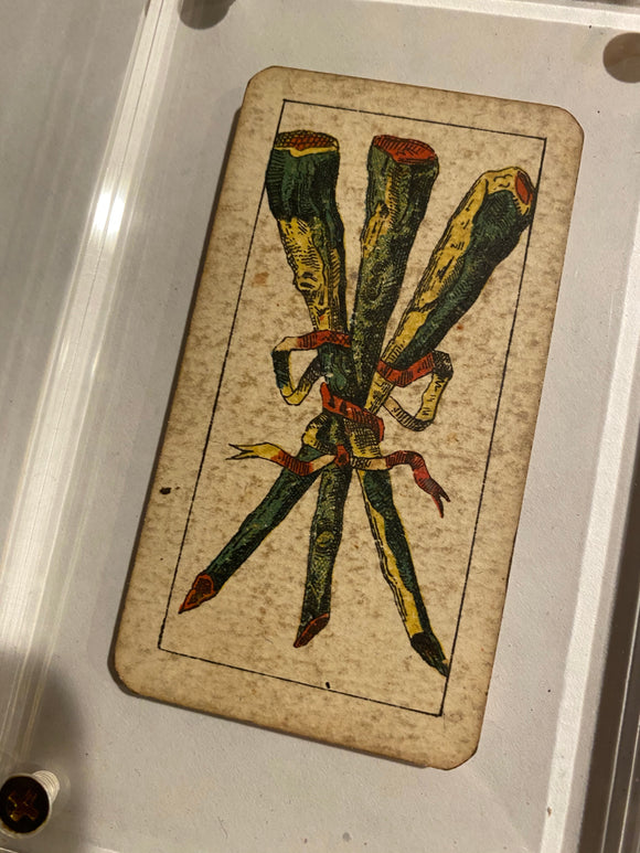 “3 of Wands”-Authentic Antique Tarot Card 1920.  G. Cassini  Brescia