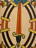 “5 of Swords”- Historical Antique Hand Painted Tarot Card 1890s