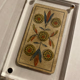”5 of Coins”-Historical Antique Hand Painted Tarot Card 1850