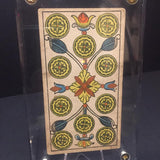 “Ten of Coins”-Original Hand Painted Card 1890s