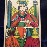 “Justice”-Historical Antique Hand Painted Tarot Card 1890s