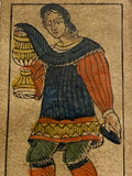 “Page of Cups”-Historical Antique Hand Painted Tarot Card 1850